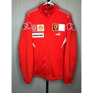 VTG 2006 Scuderia Ferrari Puma Red Jacket Men's MD F1 Patch Racing Full zip
